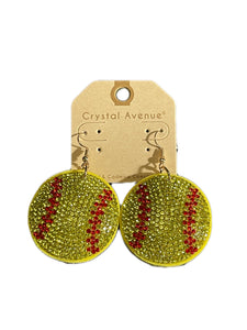 Crystal Softball Earrings