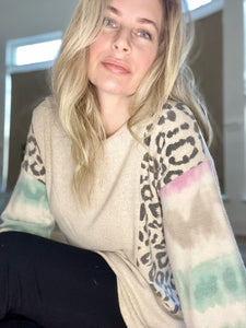 Tie Dye & Leopard Sweater - The Barron Boutique