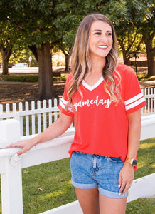 Varsity Gameday Ringer Tee in Orange