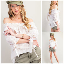 Load image into Gallery viewer, Ruffles &amp; Stripes Woven Top